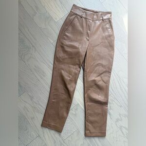 Babaton Stylish Tan Leather Pants - XS